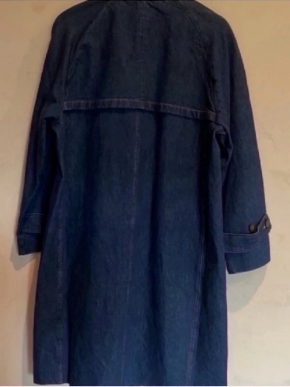 J. Crew Loose Oversized Minimal 70’s Relaxed Midi Dark Denim Trench Coat M
